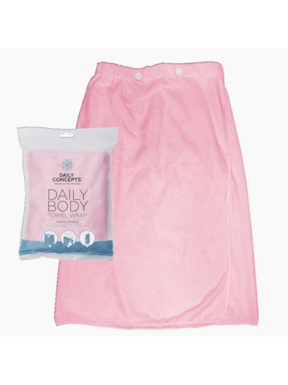 Daily Concepts Your Body Wrap Towel | NEW | Body Towel Velcro Closure | Pink